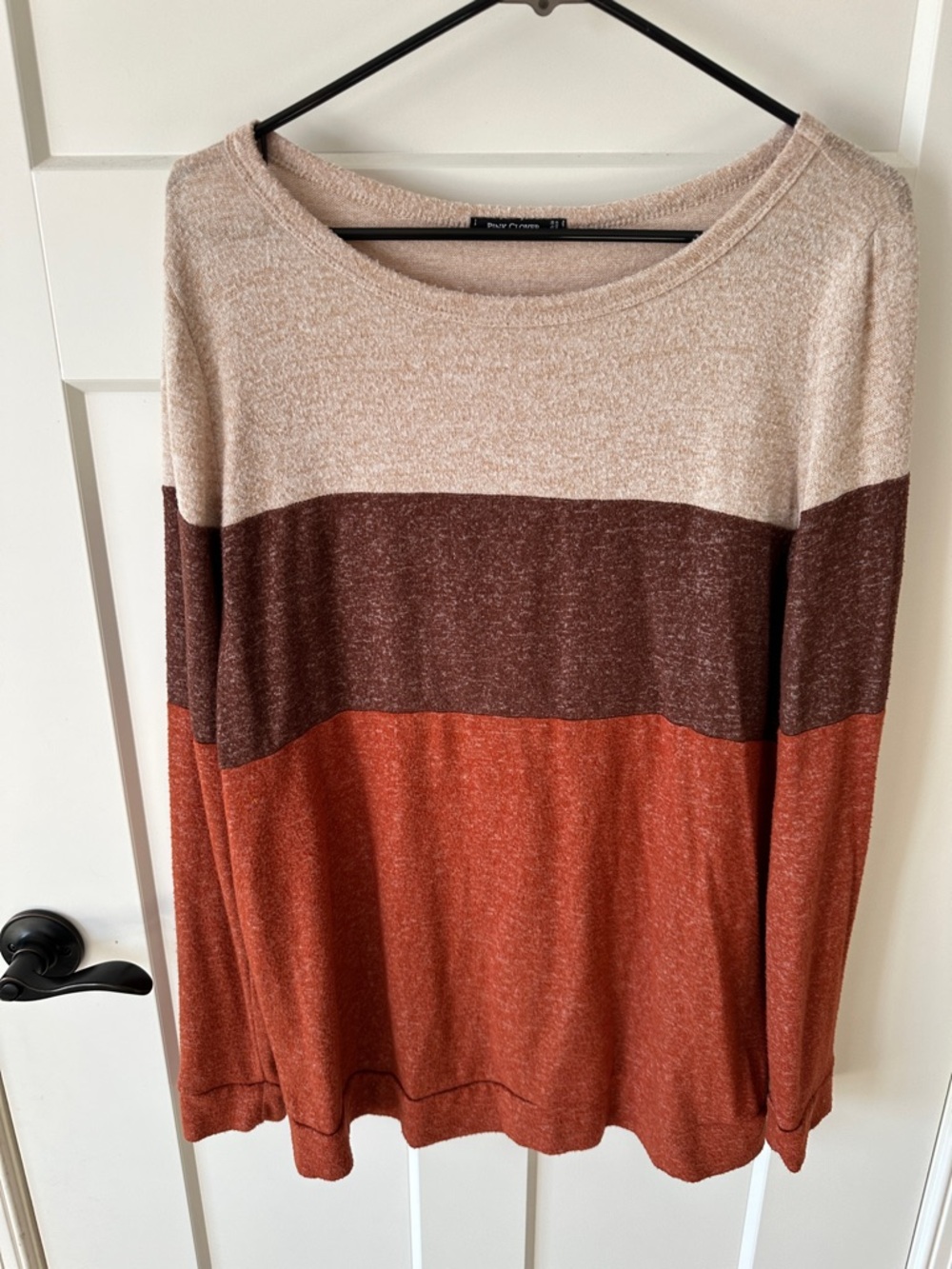 Pink Clover Neutral Tone Colorblock Knit Pullover - Beige & Rust Accents